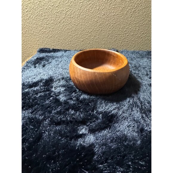 Handcrafted Solid Teak Wood Bowl From Thailand3" Tall - Picture 2 of 6